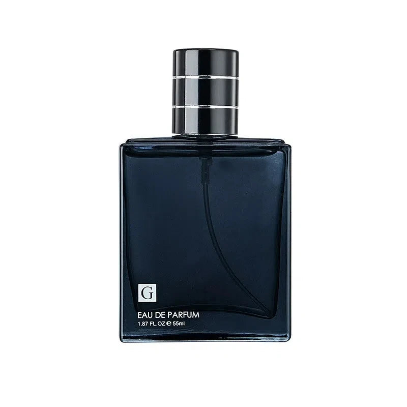 Set de 2 fragancias de Eau de Parfum para hombre en 55 ml de Corporación Turística, con frascos azules y diseño elegante.