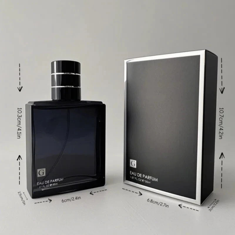Set of two 55ml men's Eau De Parfum fragrances by Corporación Turística, featuring stylish blue bottles.