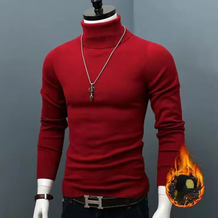Blue thick and warm men's winter sweater from Corporación Turística, shown on a model with 78kg to 90kg build, size 3XL.