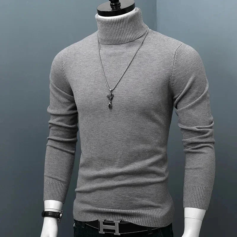 Blue thick and warm men's winter sweater from Corporación Turística, shown in size 3XL on a model.