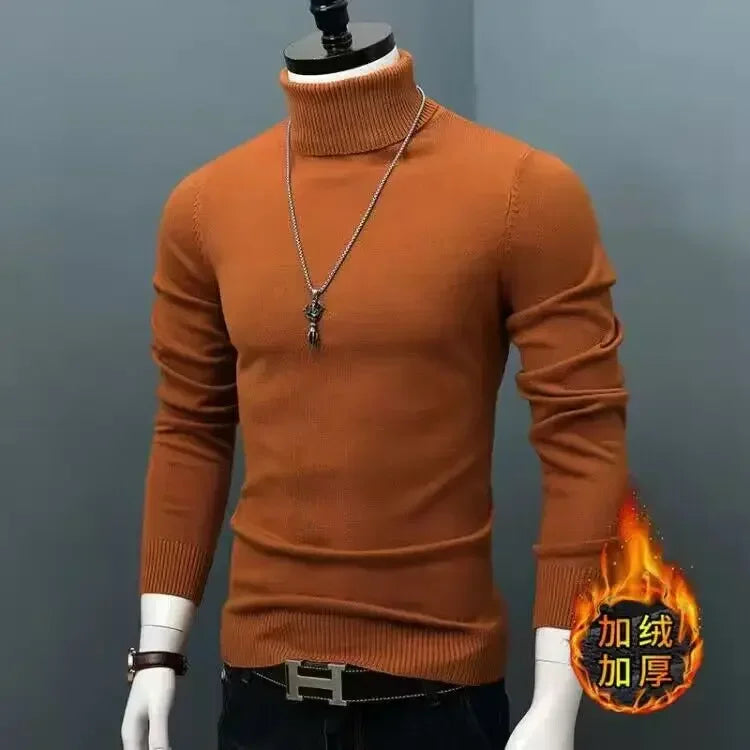 Thick, warm blue men's winter sweater from Corporación Turística, shown in size 3XL on a model.