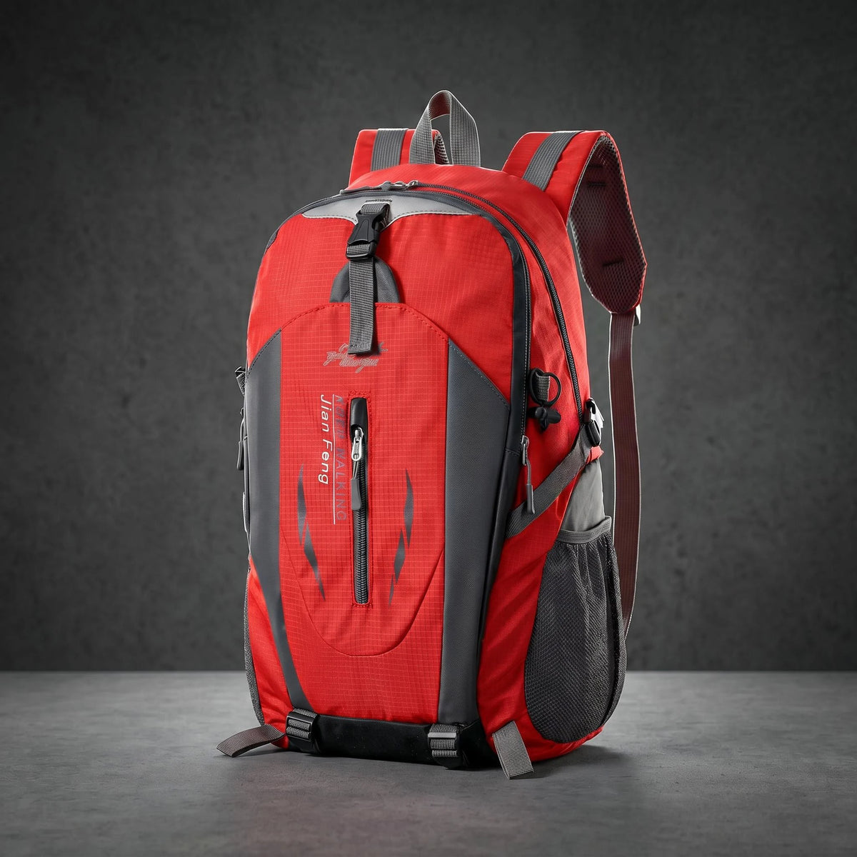 Blue outdoor hiking backpack by Corporación Turística, waterproof and durable for outdoor adventures.