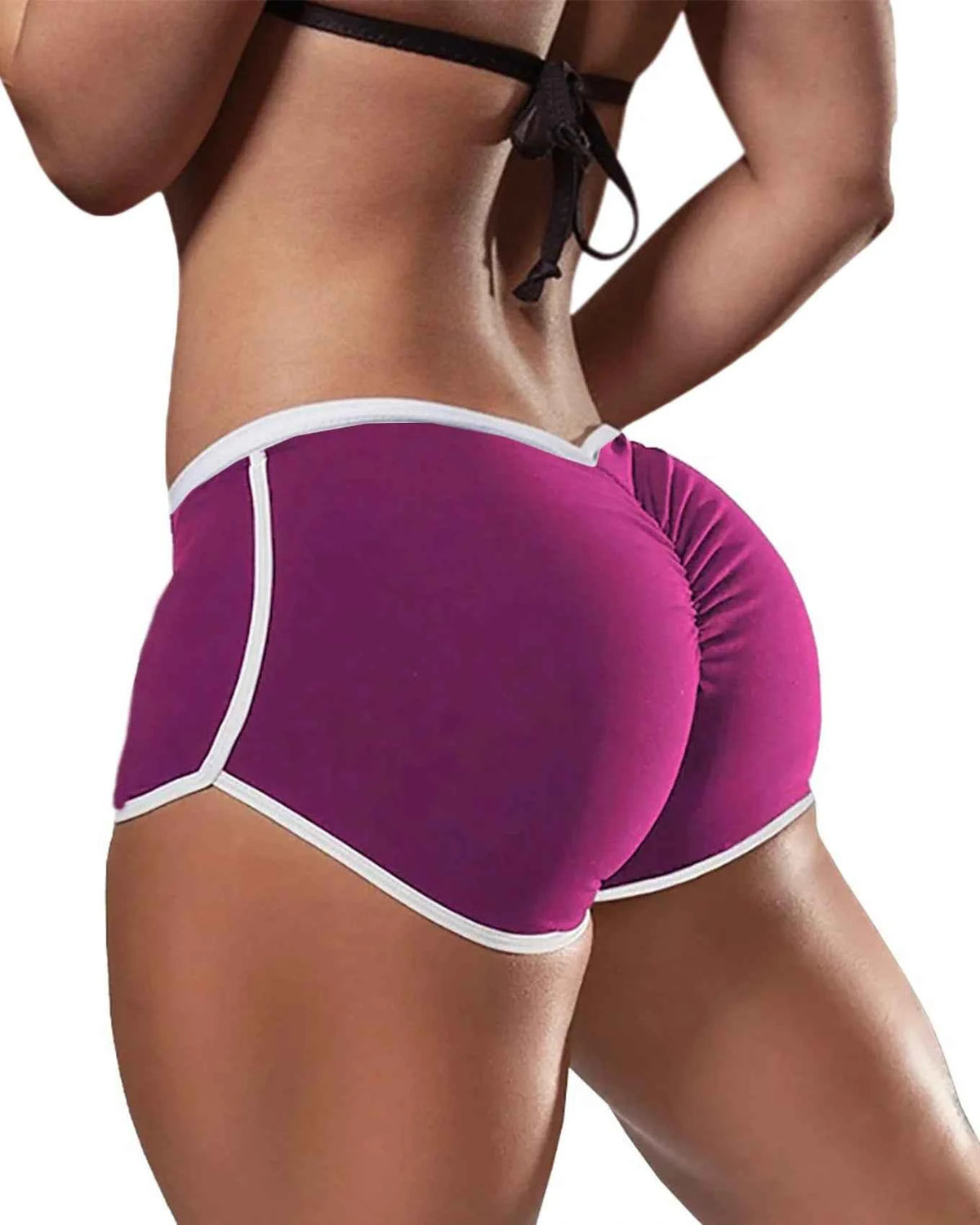 Blue low-rise women's athletic shorts by Corporación Turística, with a comfortable fit and sporty design.