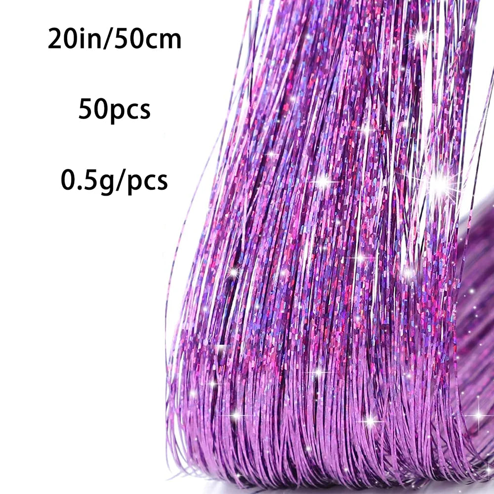 20-inch synthetic fairy hair extension kit with shimmering, colorful strands, perfect for creative costume or fantasy styling.