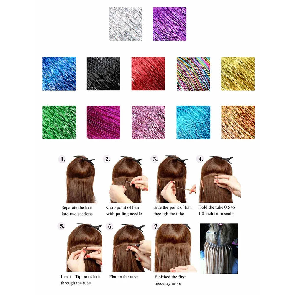 20-inch synthetic fairy hair extension kit by Corporación Turística, featuring shiny, colorful, and easy-to-wear fantasy hair extensions.