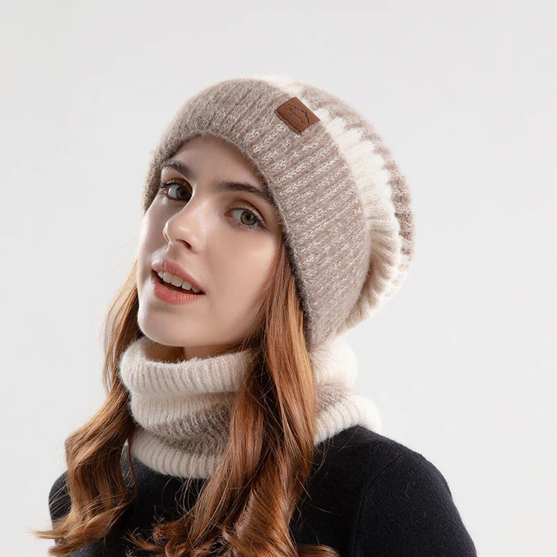 Beige thick acrylic winter hat by Xinbaoguan, featuring a cozy, snug fit and warm winter knit design.