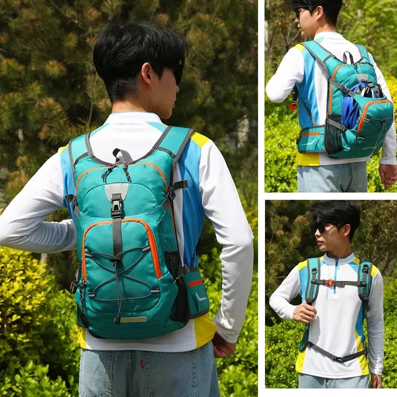 Lightweight cycling hydration backpack by Corporación Turística with adjustable straps and water reservoir for outdoor sports.
