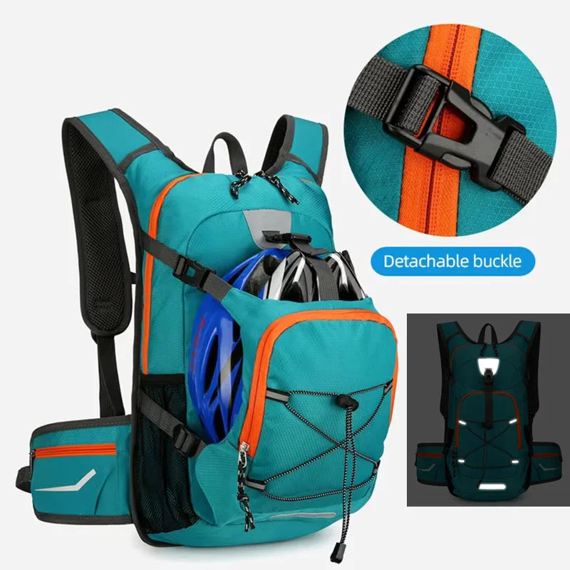 Lightweight cycling hydration backpack by Corporación Turística with adjustable straps and hydration bladder for sports and outdoor activities.