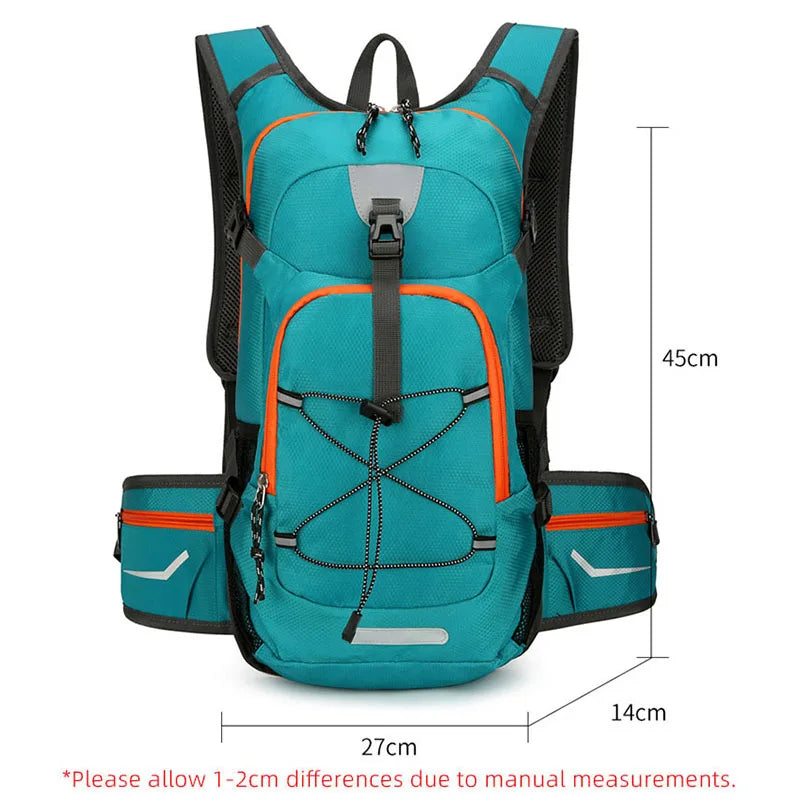 Lightweight cycling hydration backpack by Corporación Turística with water reservoir, adjustable straps, and multiple compartments.
