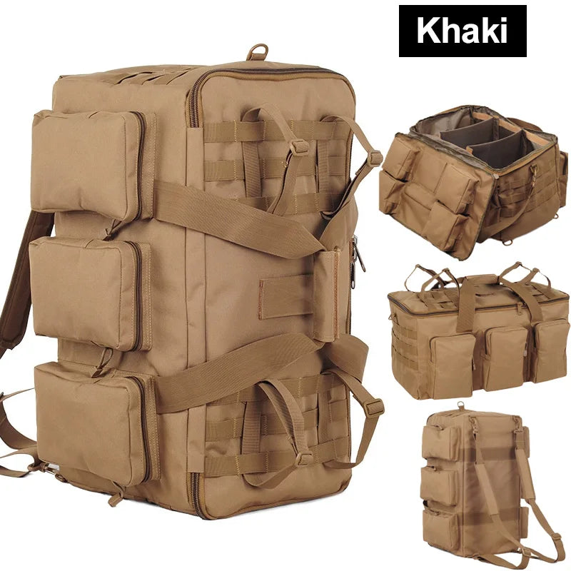 55L canvas travel bag and camping backpack by Corporación Turística, featuring durable lona material and adjustable straps.