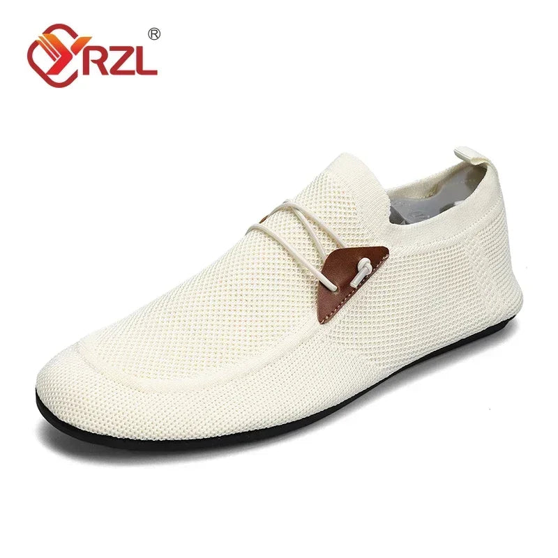Black men's mesh loafers from YRZL by Corporación Turística, comfortable slip-on moccasins for casual and driving wear.