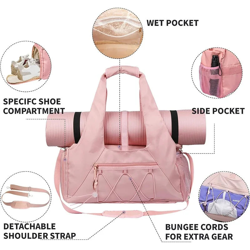 Black yoga mat bag from Corporación Turística, gym and fitness tote with handles for carrying yoga mats and workout gear.