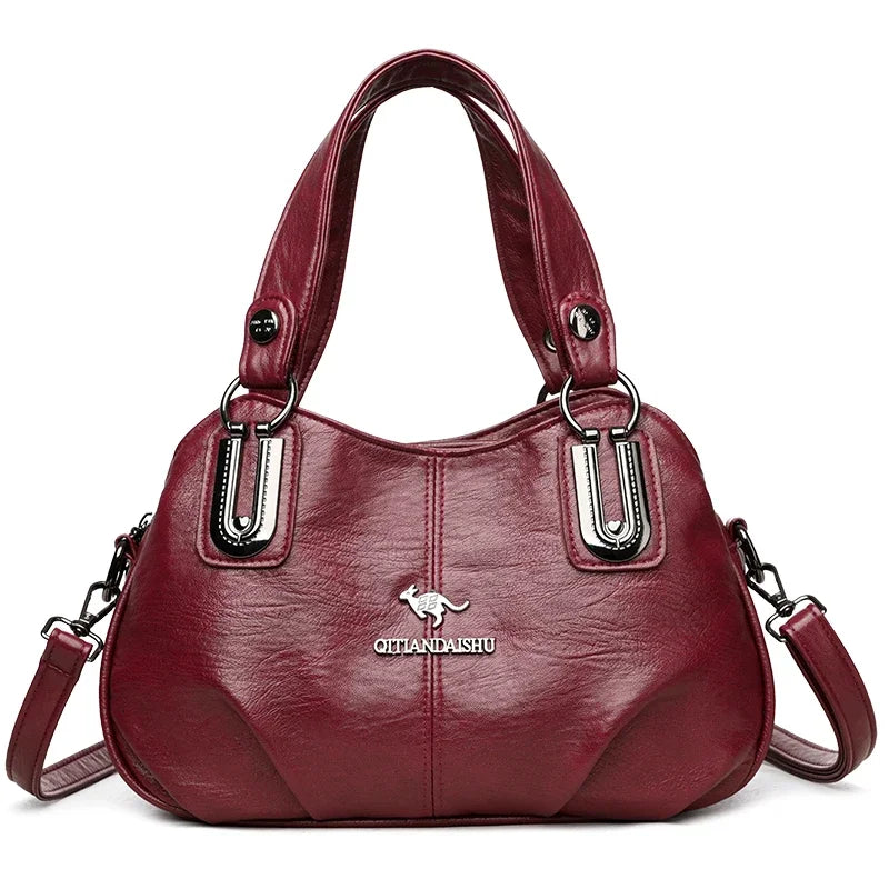 Luxury 3-layer large capacity handbag by Corporación Turística, black stylish tote with spacious interior and elegant design.