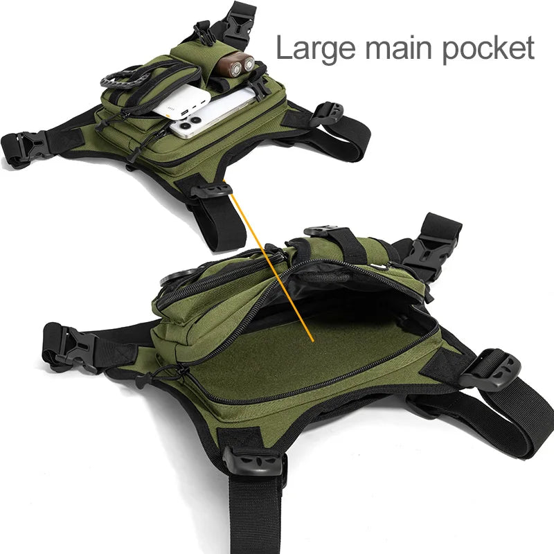 Black outdoor sports chest bag by Corporación Turística, lightweight chest vest with multiple pockets for outdoor activities.