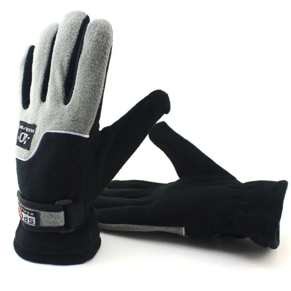 Black men's winter warm gloves with mitten design, made of durable material for cold weather comfort and protection.