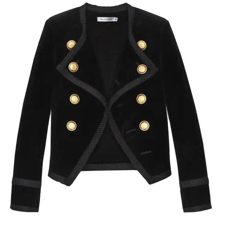 Black women's short jacket by Corporación Turística, stylish autumn-winter coat perfect for casual wear.