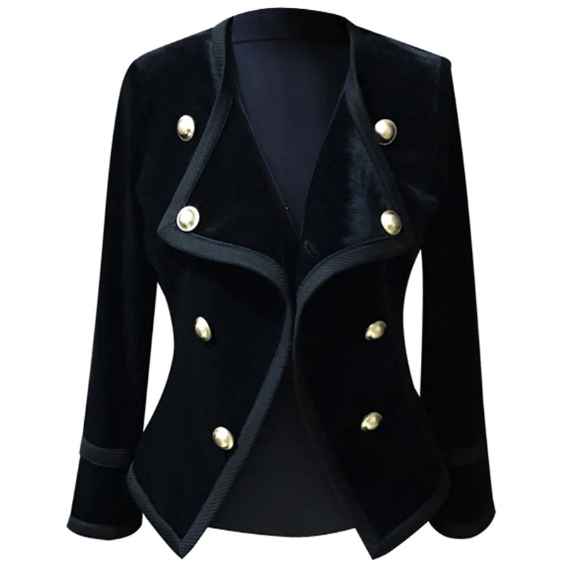 Black women's short jacket for autumn and winter, stylish coat by Corporación Turística, suitable for cold weather.