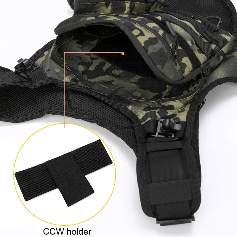 Black hydration running and cycling vest by Corporación Turística with adjustable straps and front pockets for water bottles.