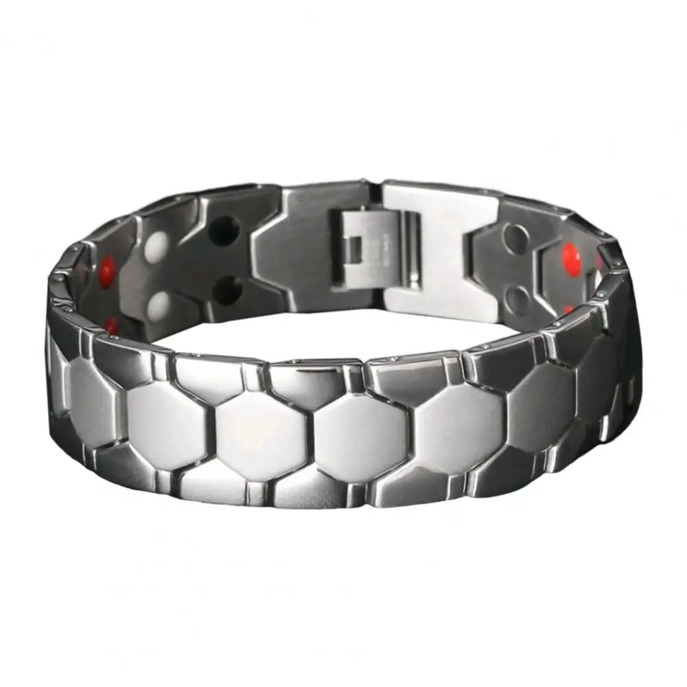 Magnetic alloy therapy bracelet for men, black color, stylish men's jewelry by Corporación Turística.