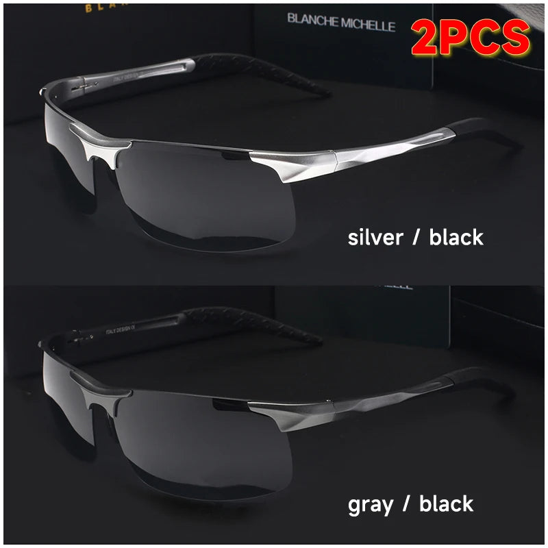 Black and silver rectangular UV400 outdoor driving sunglasses by Corporación Turística with polarized lenses.