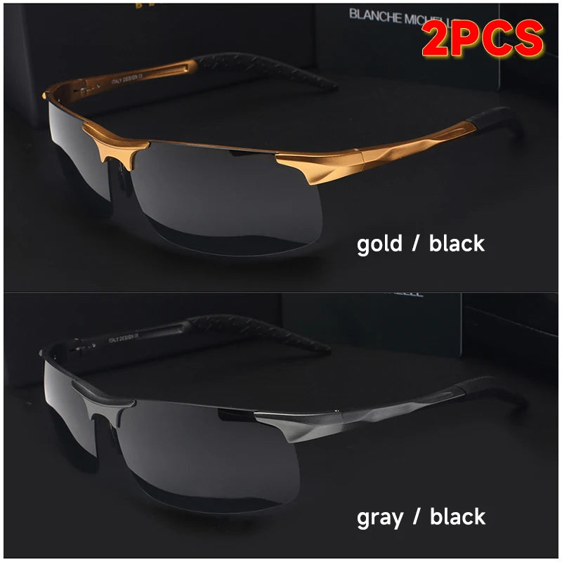 Black and silver UV400 rectangular driving sunglasses by Corporación Turística, outdoor use with polarized lenses.
