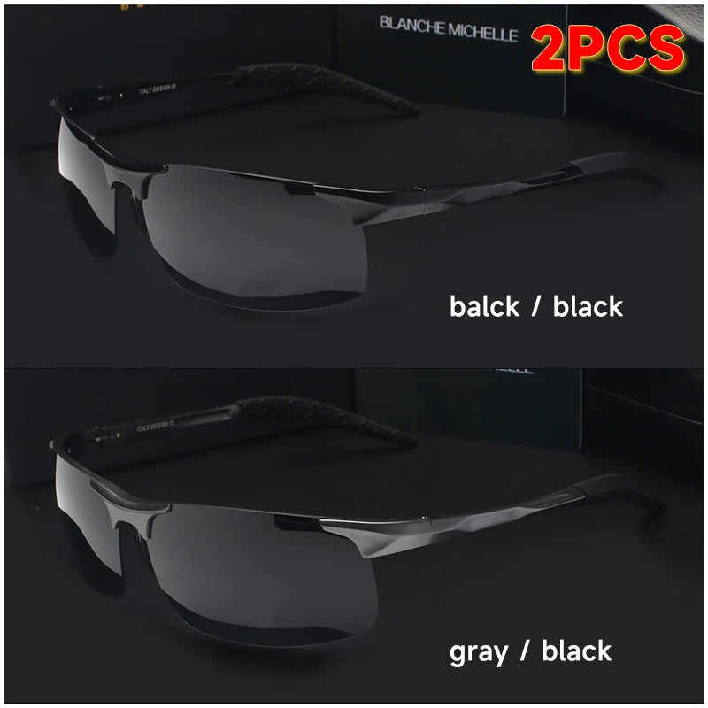 Black and silver rectangular UV400 driving sunglasses by Corporación Turística, designed for outdoor UV protection.