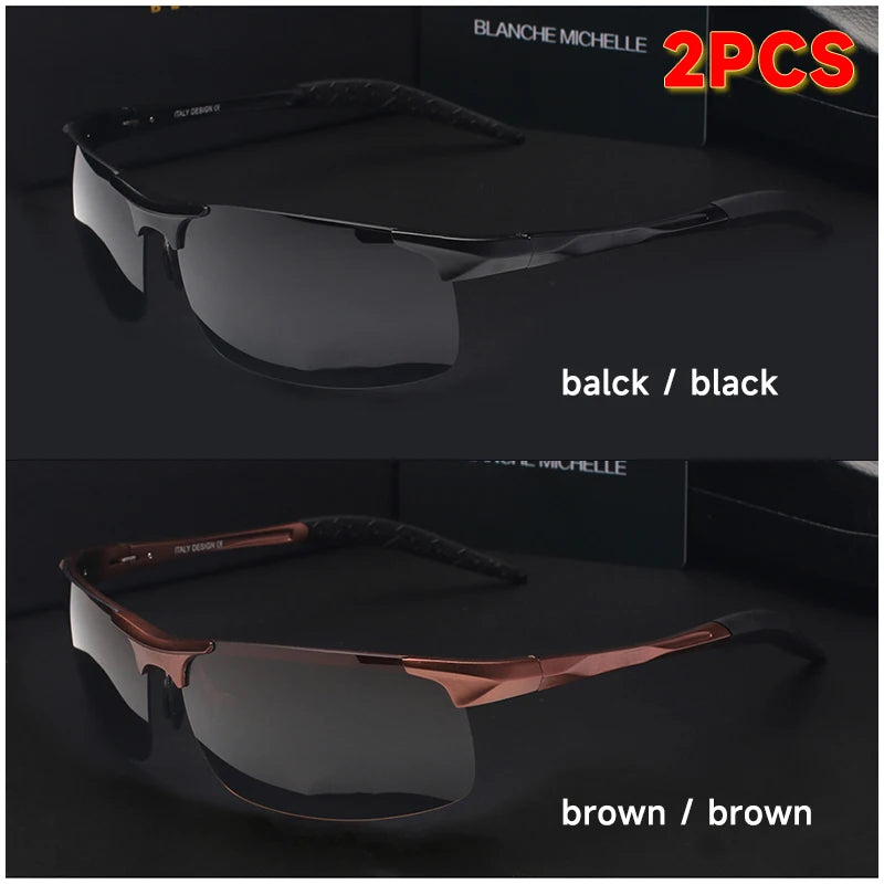 Black and silver UV400 rectangular outdoor driving sunglasses by Corporación Turística with polarized lenses.