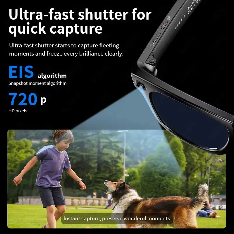 Black Meta AI Top 1 smart glasses with 13MP camera, sleek design, and integrated grab feature by Corporación Turística.