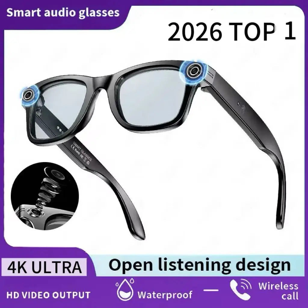 Black Meta AI TOP 1 smart glasses with 13MP camera, featuring sleek design and integrated recording capabilities.