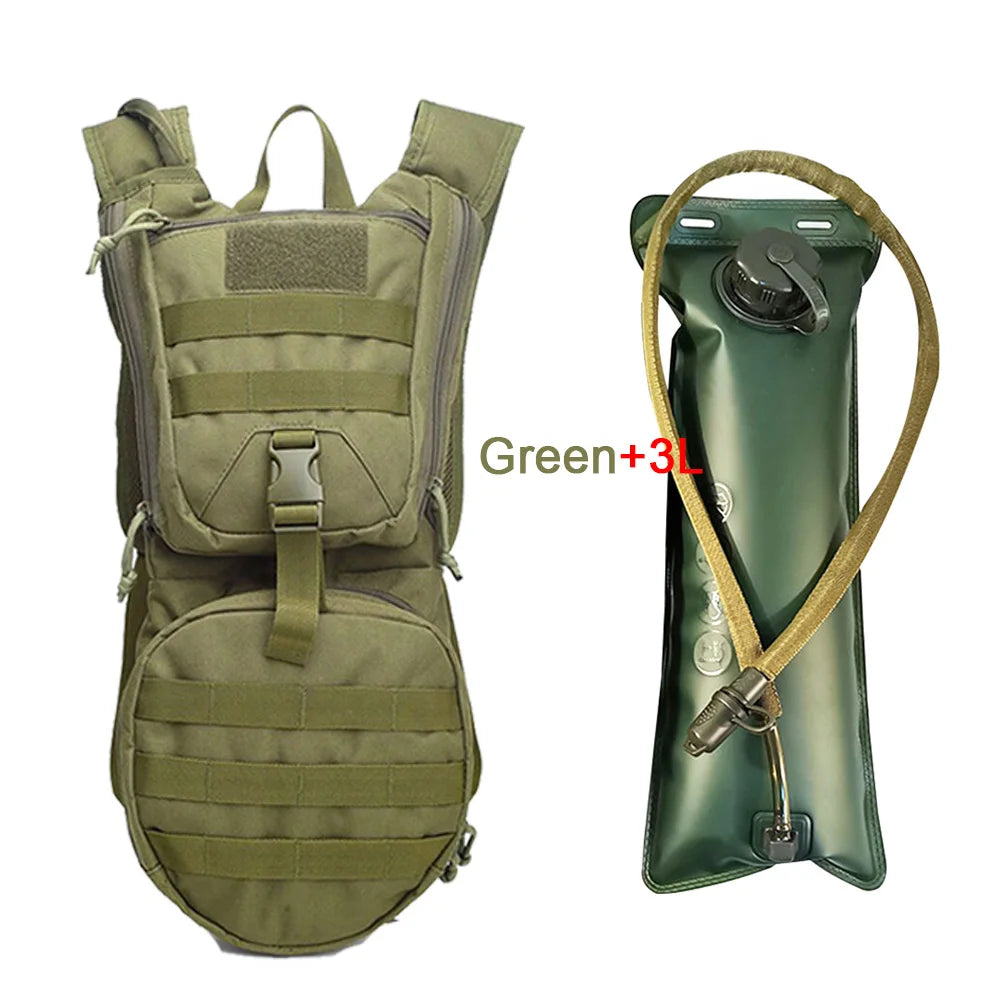 Black 2-in-1 hydration backpack with 3L water bladder, ideal for outdoor activities, from Corporación Turística.