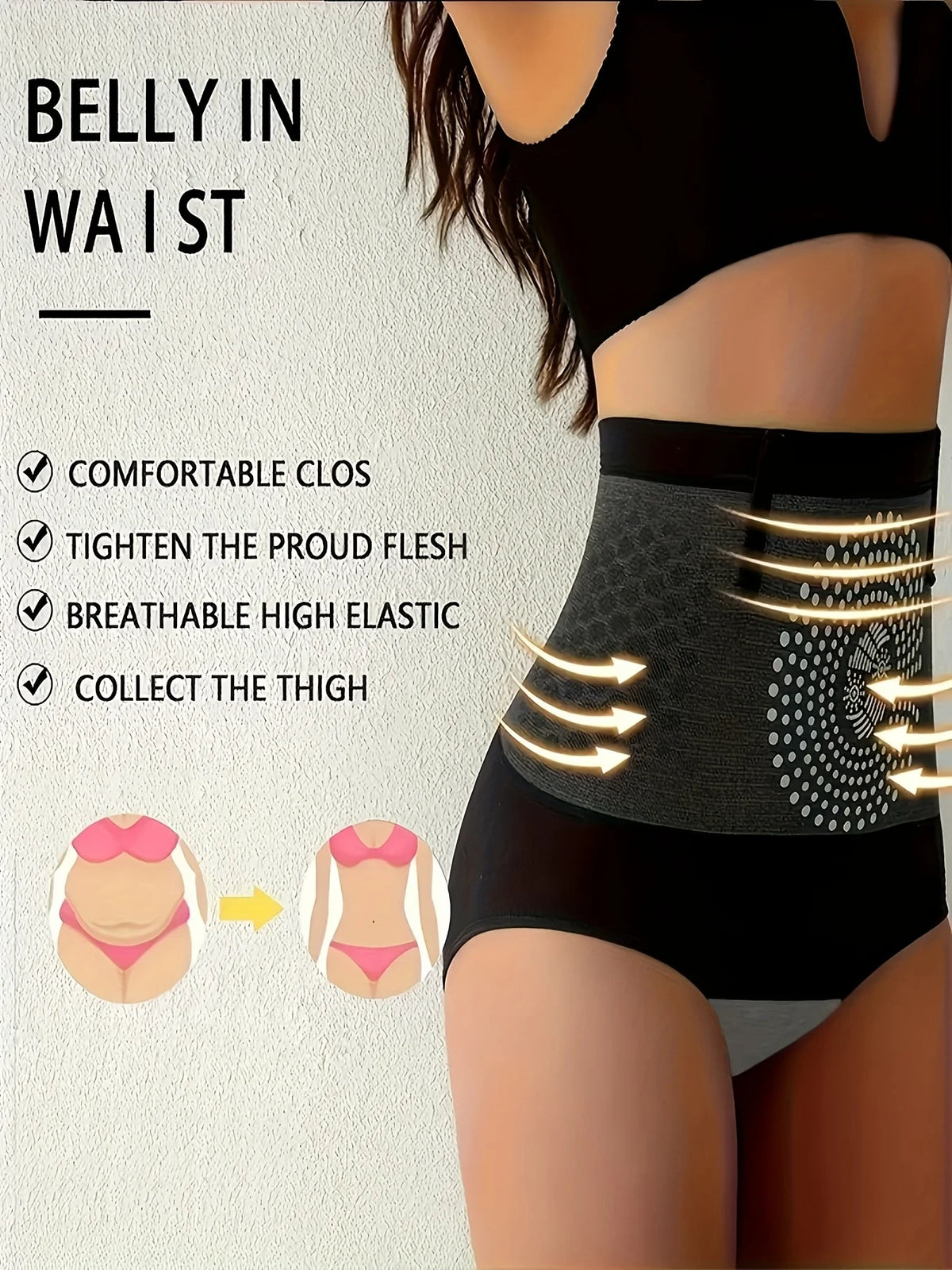 High-waisted shaping underwear for women by Corporación Turística, black, in XL size, designed for slimming and support.
