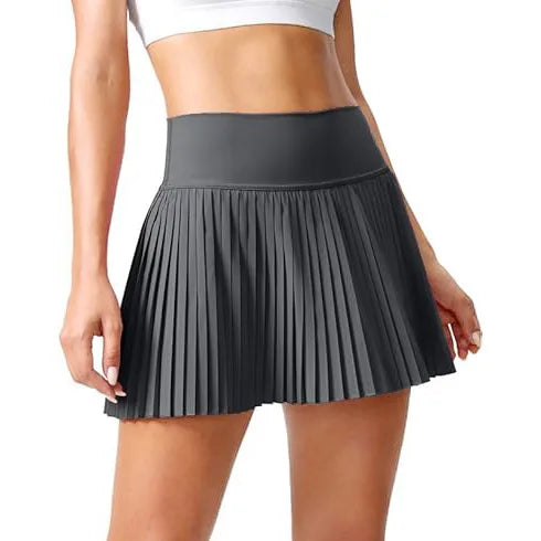 Black sexy yoga shorts with a skirt overlay from Corporación Turística, designed for fitness and comfortable activewear.