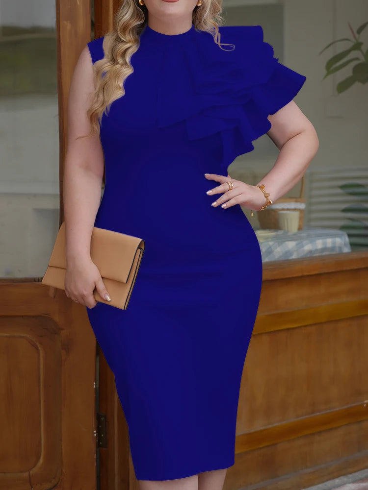 Black sleeveless bodycon dress from Corporación Turística, perfect for spring and summer, fitted and stylish for warm weather.