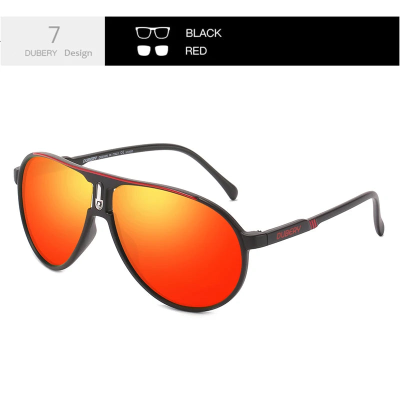 Black polarized sunglasses with UV400 protection from DUBERY, featuring sleek design and tinted lenses for sun protection.