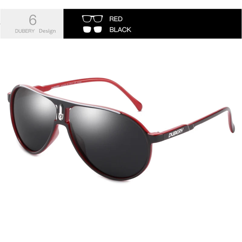 Black polarized sunglasses by Dubery with UV400 protection, featuring sleek design and comfortable fit for outdoor use.