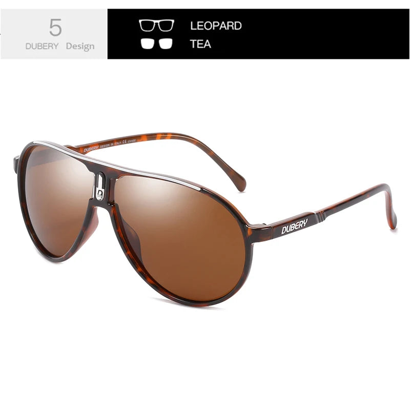 Black DUBERY polarized sunglasses with UV400 protection, featuring sleek design and tinted lenses for eye protection and style.