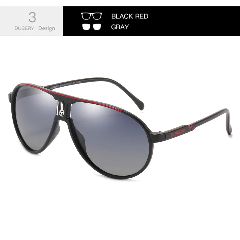 Black polarized sunglasses with UV400 protection from Dubery by Corporación Turística, featuring sleek design and tinted lenses.