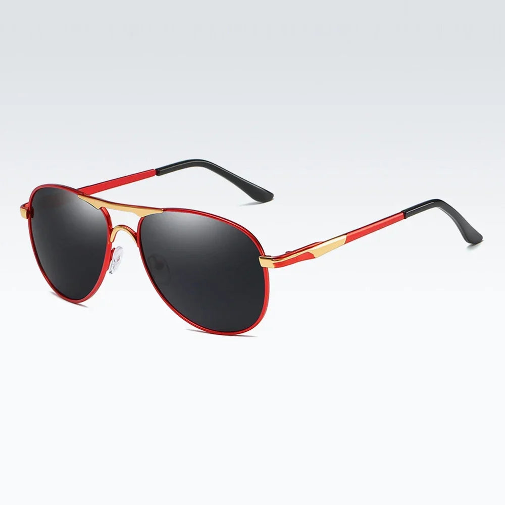 Luxury polarized sunglasses for men and women with black silver-gray frames, stylish and UV-protective from Corporación Turística.