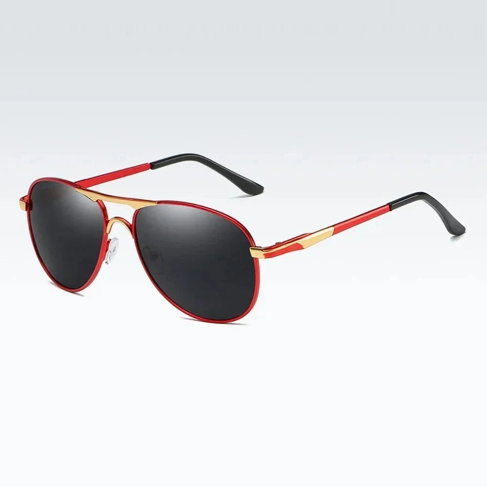 Luxury polarized sunglasses for men and women in black silver gray by Corporación Turística, featuring stylish design and UV protection.