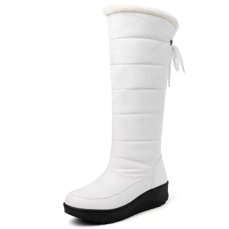 Impermeable invierno zapatos de mujer Corporación Turística en color blanco con botas de nieve para clima frío