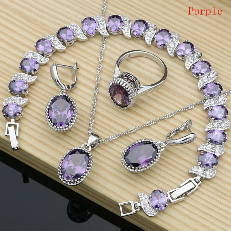 Silver 925 jewelry set for women including necklace and earrings with natural silver finish, elegant and stylish.