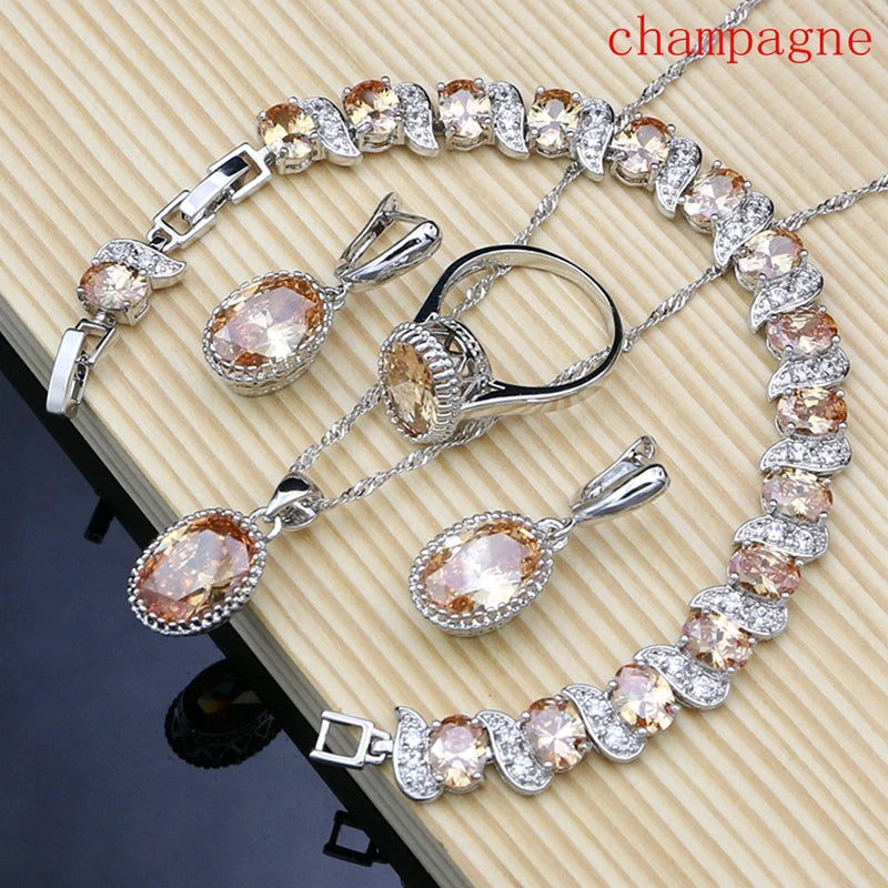 Natural silver jewelry set for women featuring 925 sterling silver pendants and accessories, elegant and stylish.