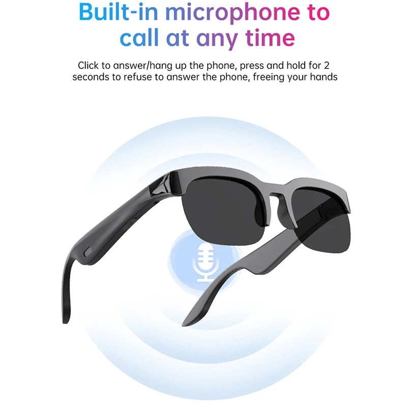 Smart glasses 2026 with AI translation, Bluetooth connectivity, from Corporación Turística, featuring sleek white design and advanced features.