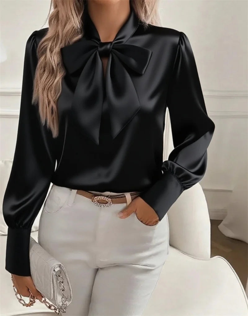 Elegant white satin blouse for women by Corporación Turística, stylish and fashionable satin shirt in XL size.
