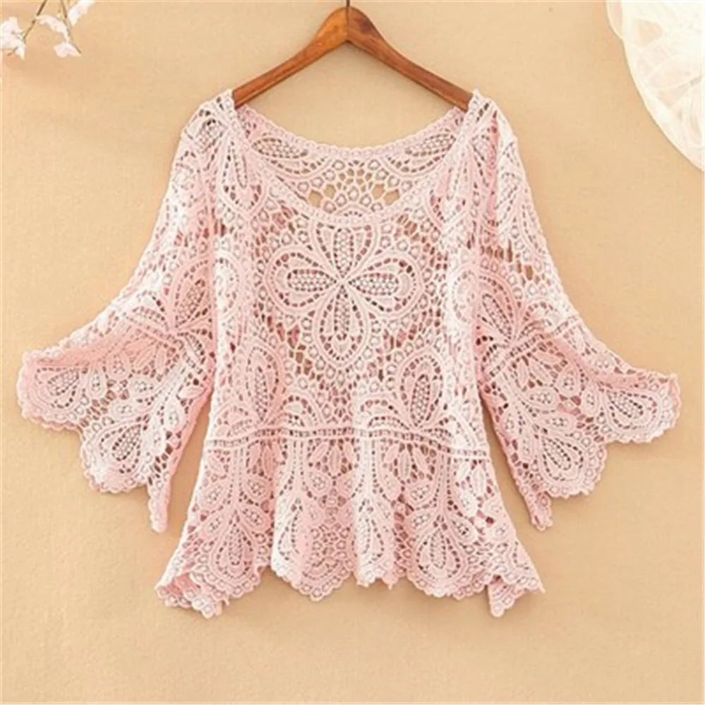 White women's knit sweater with round neckline, cozy and stylish, from Corporación Turística.