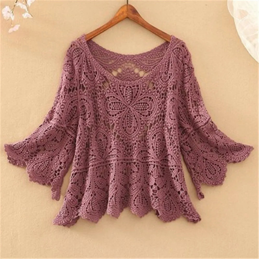 White women's knit sweater with round neckline, cozy and stylish, perfect for casual wear by Corporación Turística.