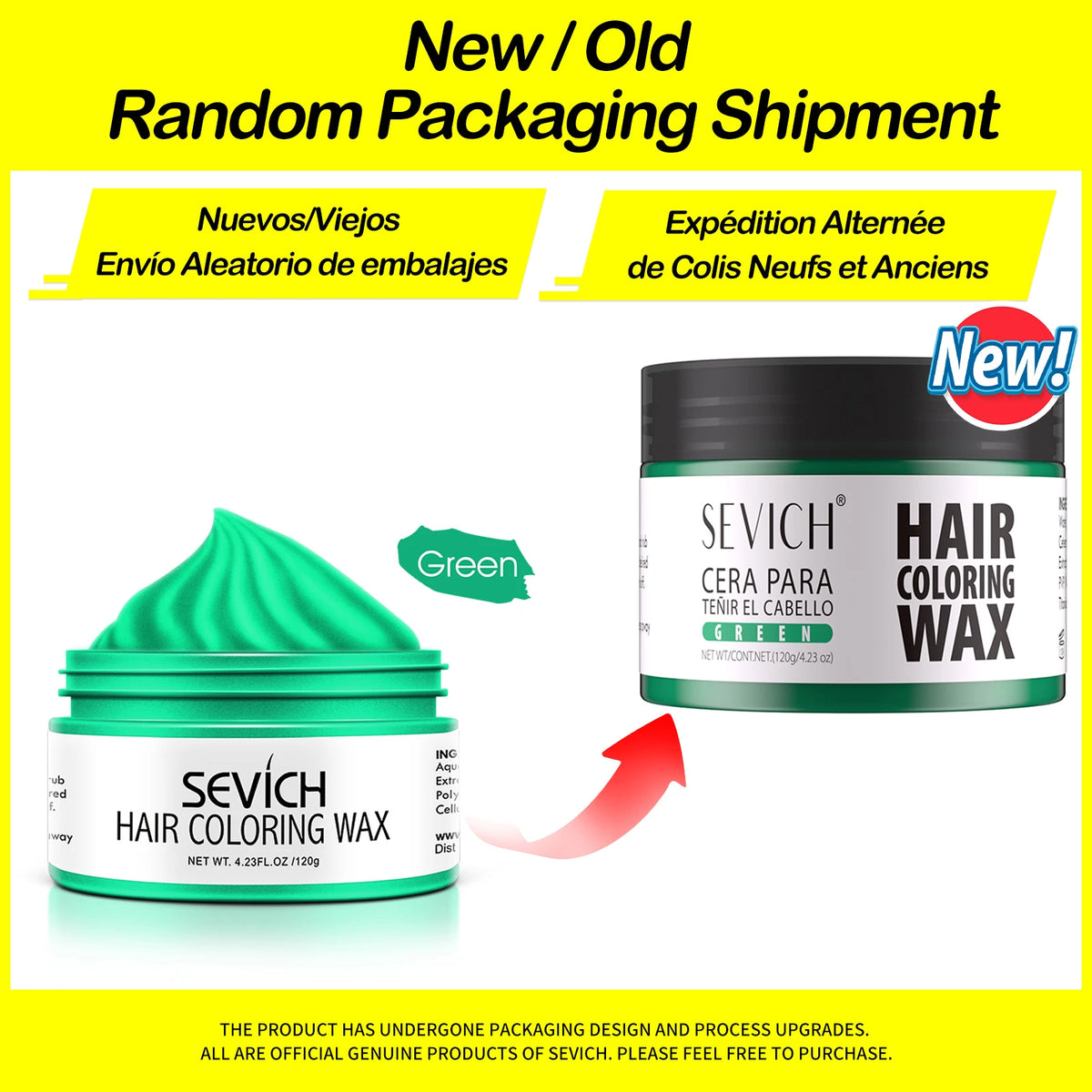 SEVICH 120g hair color wax by Corporación Turística, blue, easy to wash, DIY hair coloring product shown in the image.