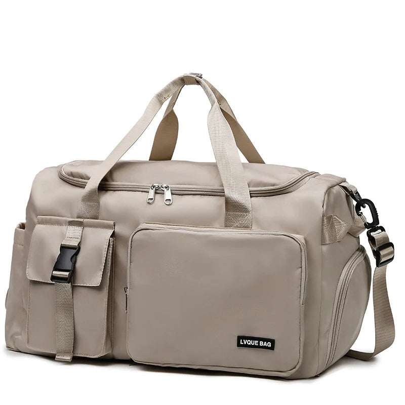Blue travel bag for women, multifunctional travel mochila by Corporación Turística, featuring spacious compartments and adjustable straps.