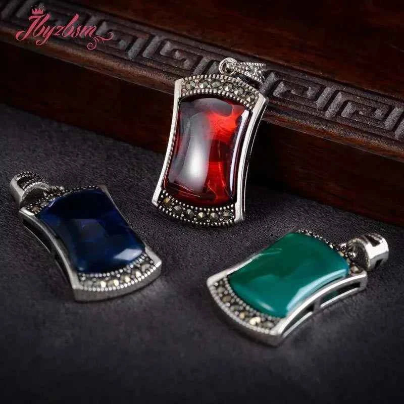 Rectangular Tibetan silver beads with blue CZ crystals, ideal for jewelry making or gift projects, by Corporación Turística.