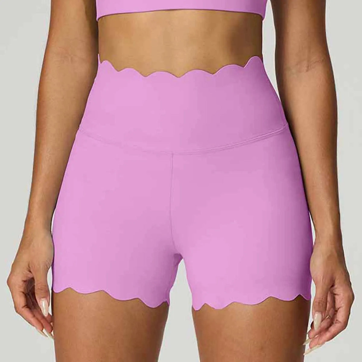Blue high-waisted yoga shorts for women by Corporación Turística, featuring tummy control and comfortable fit.